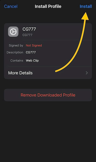 ✈Step 4: Tap on "Install".