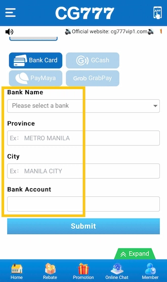 ✈Step 2: Players fill in the blank information.